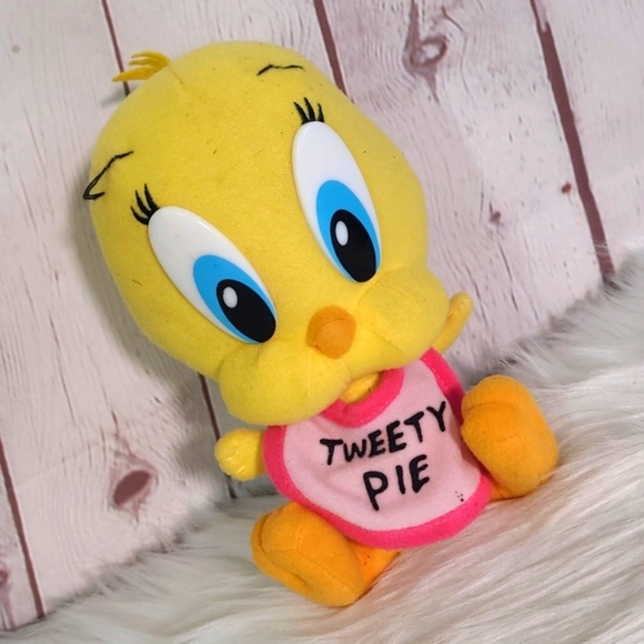 Vintage 90s Nanco Baby Looney Tunes Tweety Bird Tweety Pie Bib Plush Stuffed Toy - Picture 3 of 14